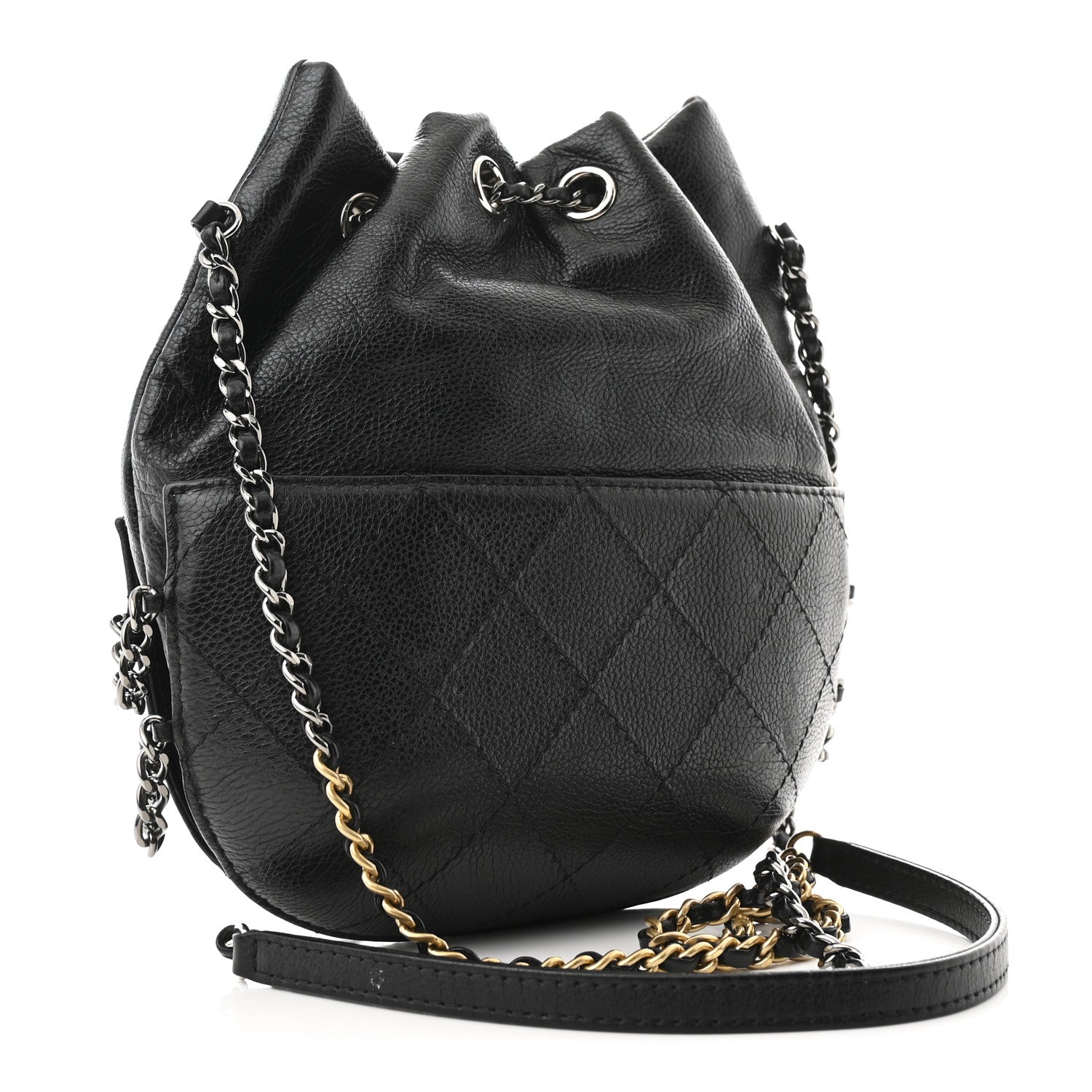 Chanel Calfskin Quilted Small Gabrielle Bucket Black 2 of 9