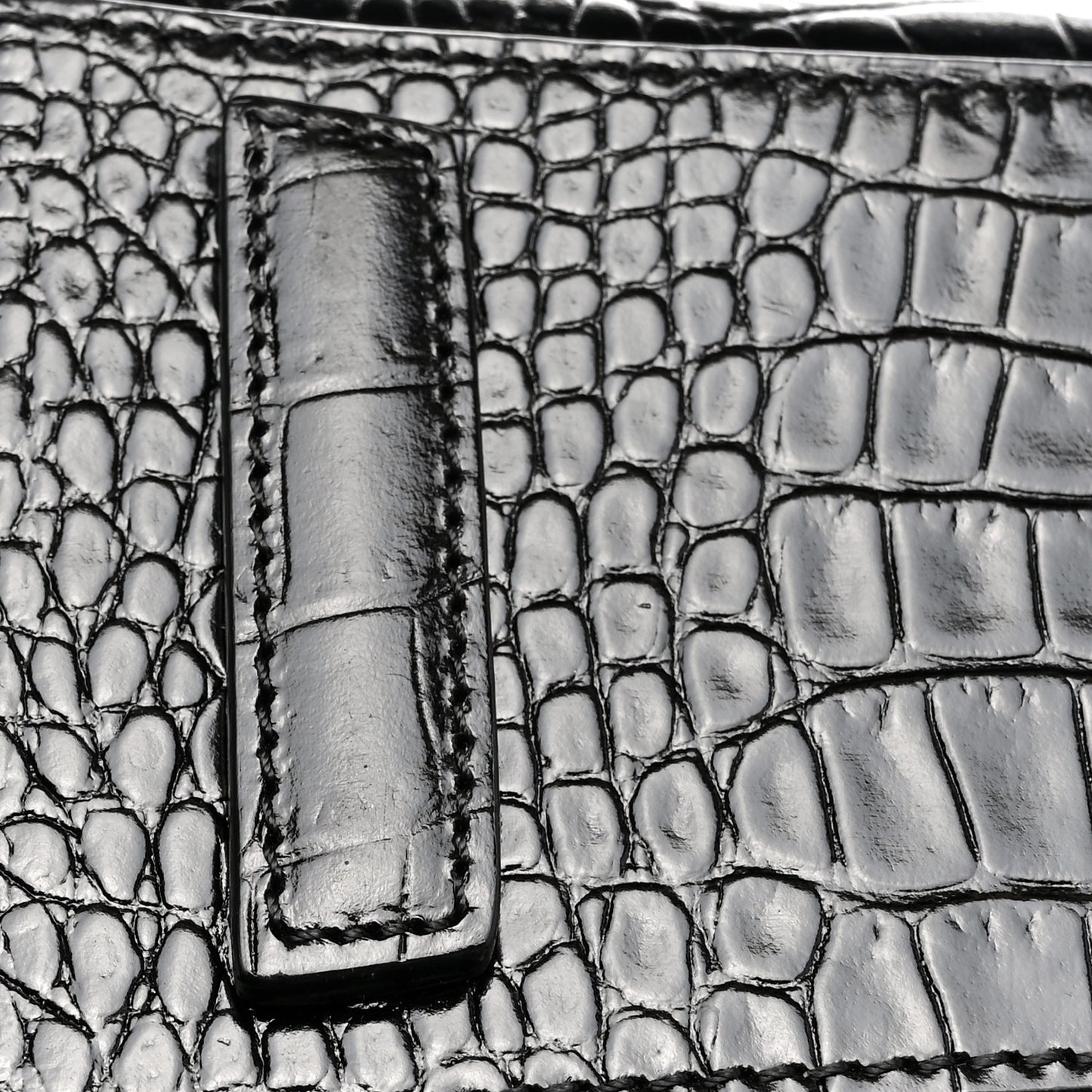 Calfskin Crocodile Embossed Mini Antigona Black