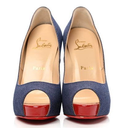 Christian Louboutin Denim Patent New Very Prive 120 Pumps 36 Blue 2 of 10