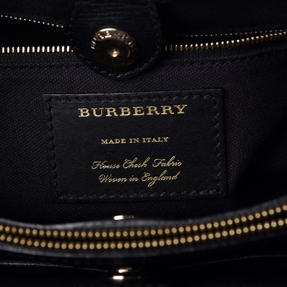 Burberry Grainy Calfskin House Check Medium Banner Tote Black 6 of 9