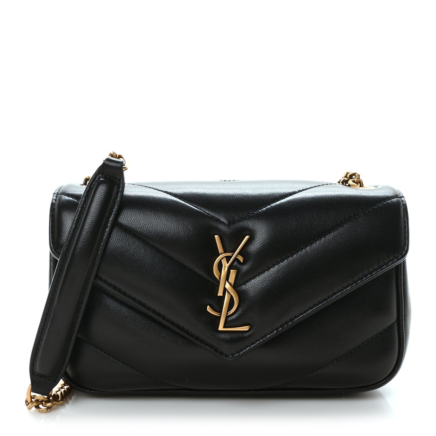 Lambskin Chevron Quilted Mini Loulou Black