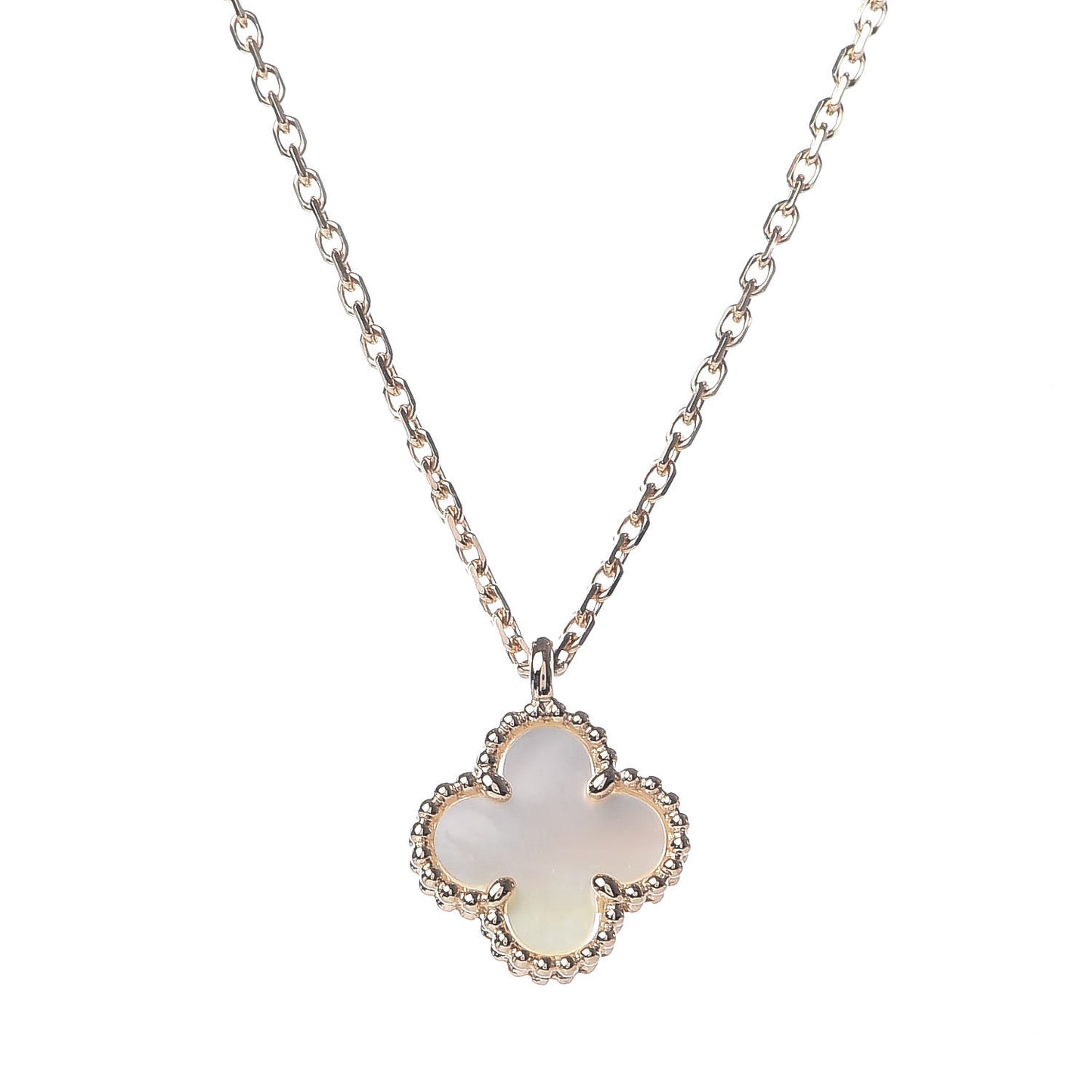 18K Yellow Gold Mother of Pearl Sweet Alhambra Pendant Necklace