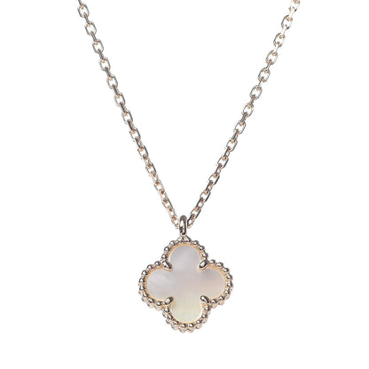 Van Cleef & Arpels 18K Yellow Gold Mother of Pearl Sweet Alhambra Pendant Necklace 4 of 8