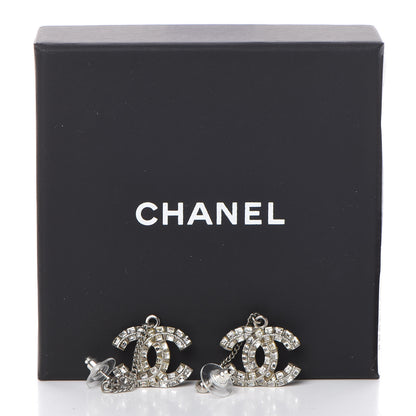 Chanel Baguette Crystal CC Drop Earrings Silver 4 of 4