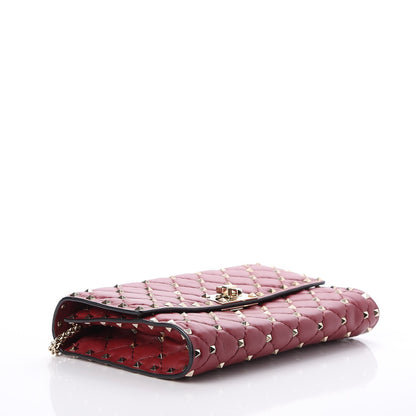Valentino Garavani Nappa Rockstud Spike Wallet on Chain Rubino 4 of 6