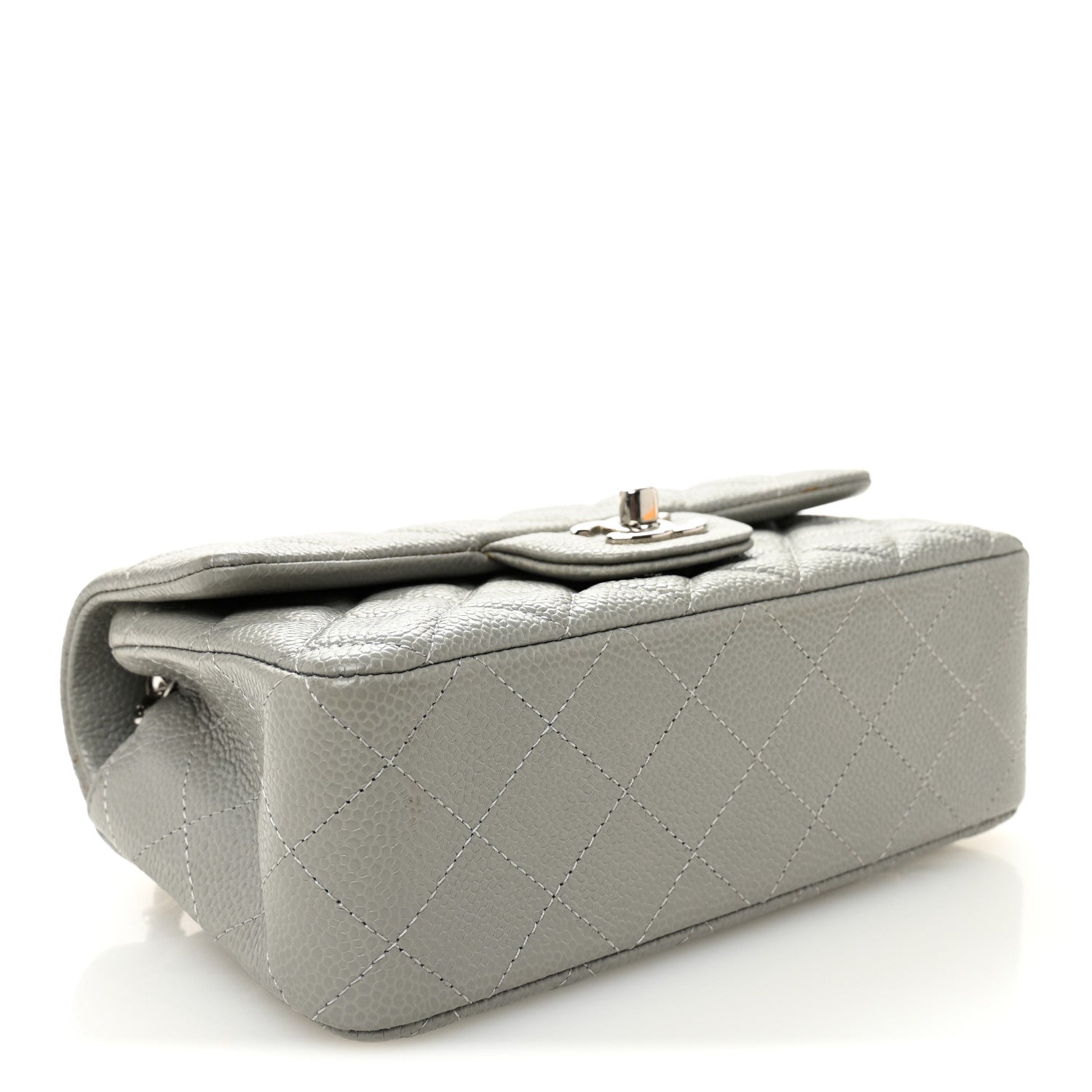 Chanel Caviar Quilted Mini Rectangular Flap Light Grey 4 of 13