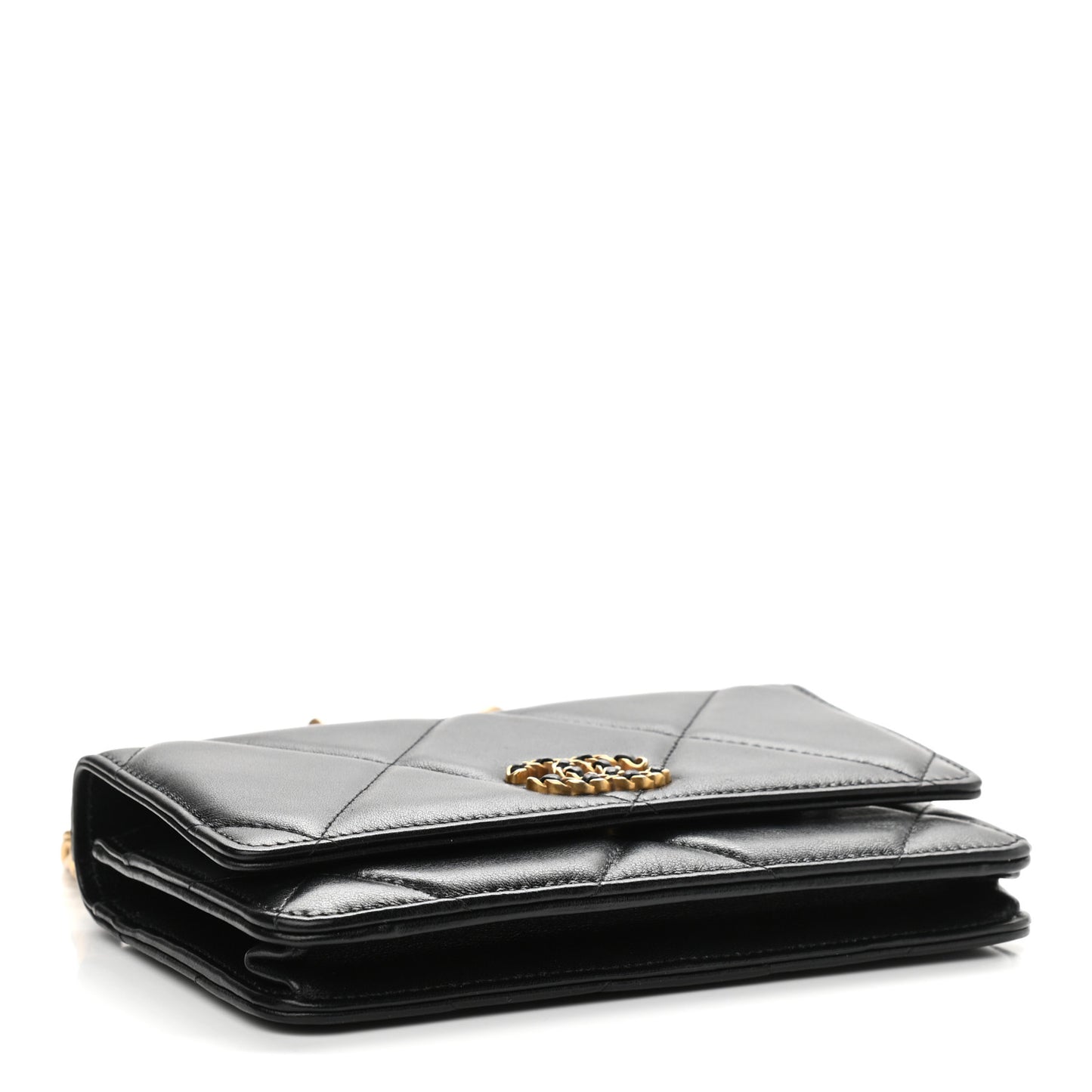 Lambskin Quilted Chanel 19 Wallet On Chain WOC Black