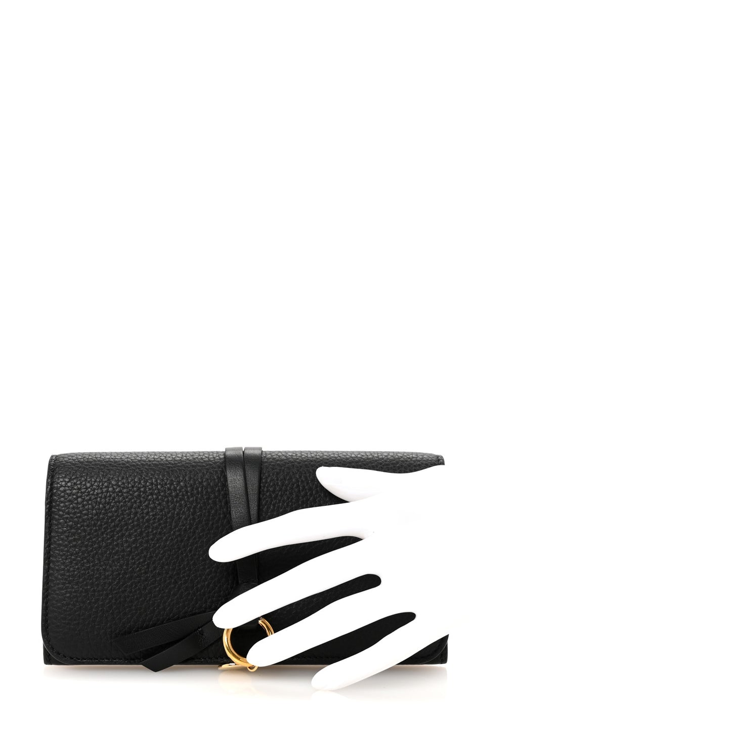 Calfskin Alphabet Long Wallet Black
