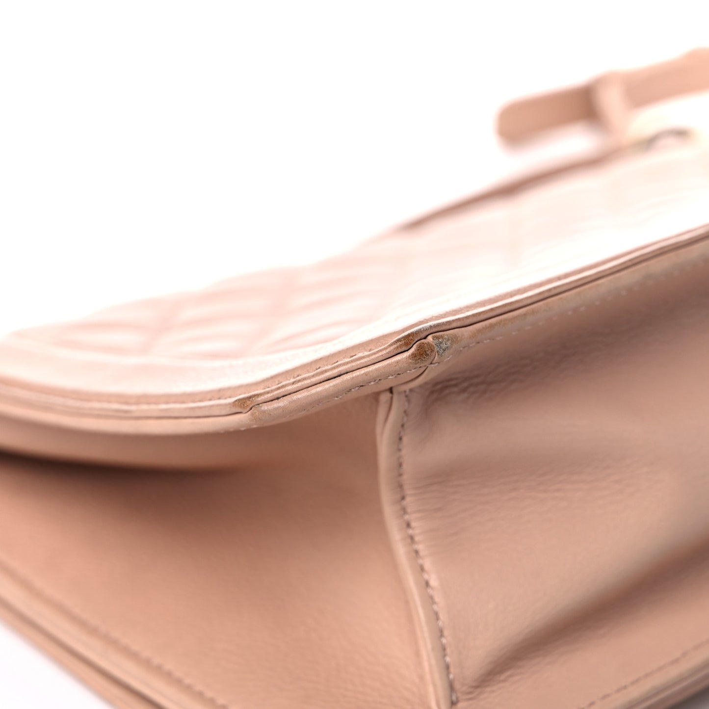 Calfskin Quilted Flap Beige