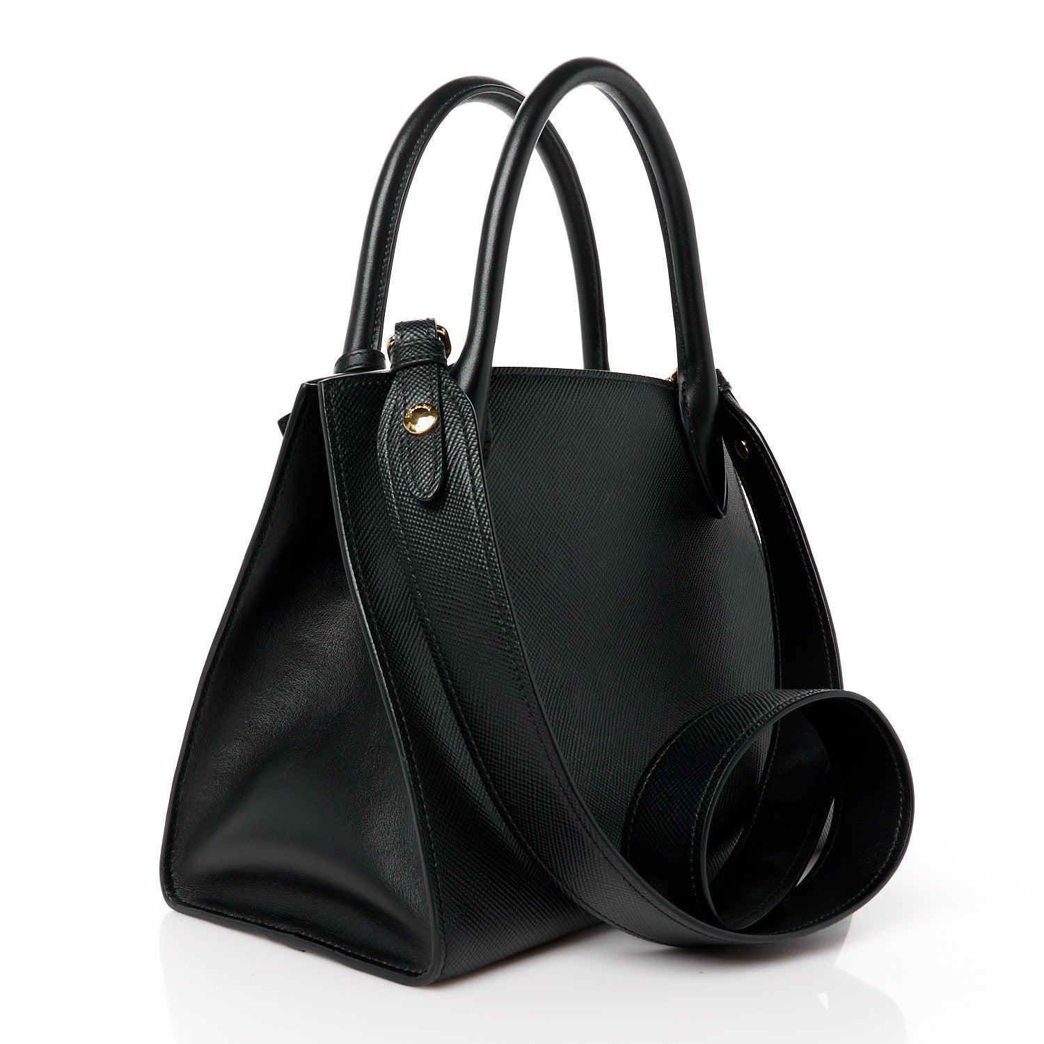 Prada Saffiano Cuir Calfskin Small Monochrome Top Handle Tote Black 3 of 11