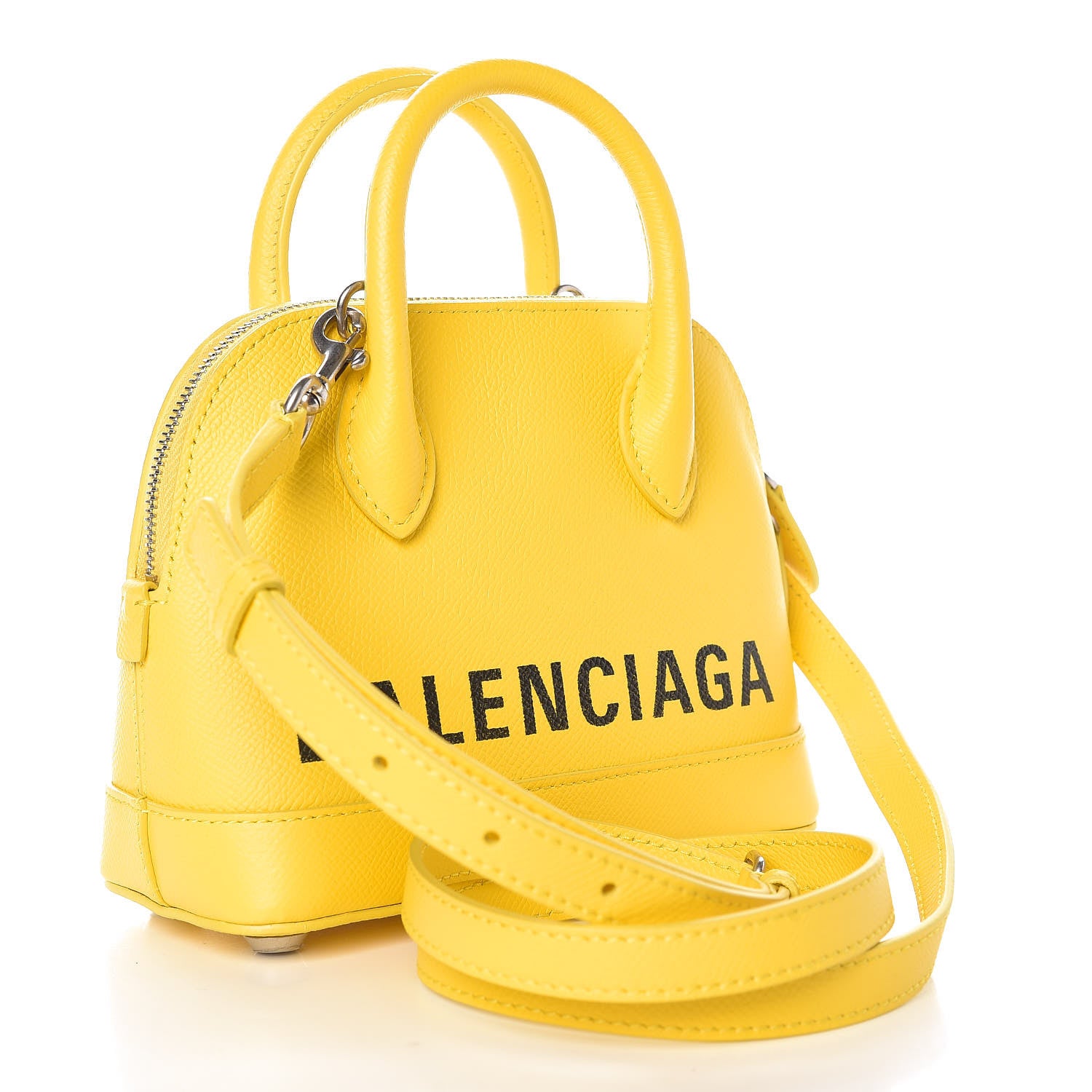 Balenciaga Signature Grained Calfskin Logo XXS Ville Top Handle Bag Jaune Black 3 of 8