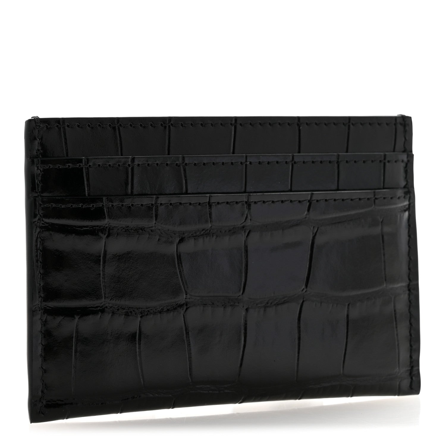Chanel Calfskin Crocodile Embossed Crococo Card Holder Black 3 of 8