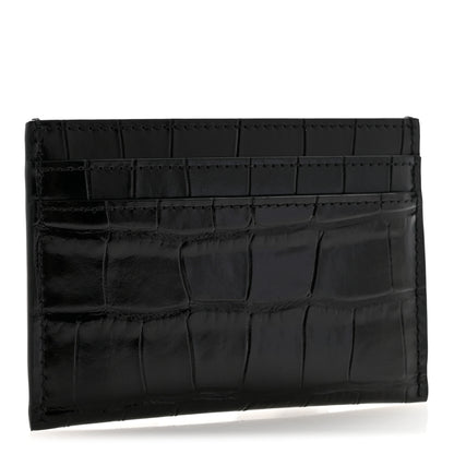 Chanel Calfskin Crocodile Embossed Crococo Card Holder Black 3 of 8