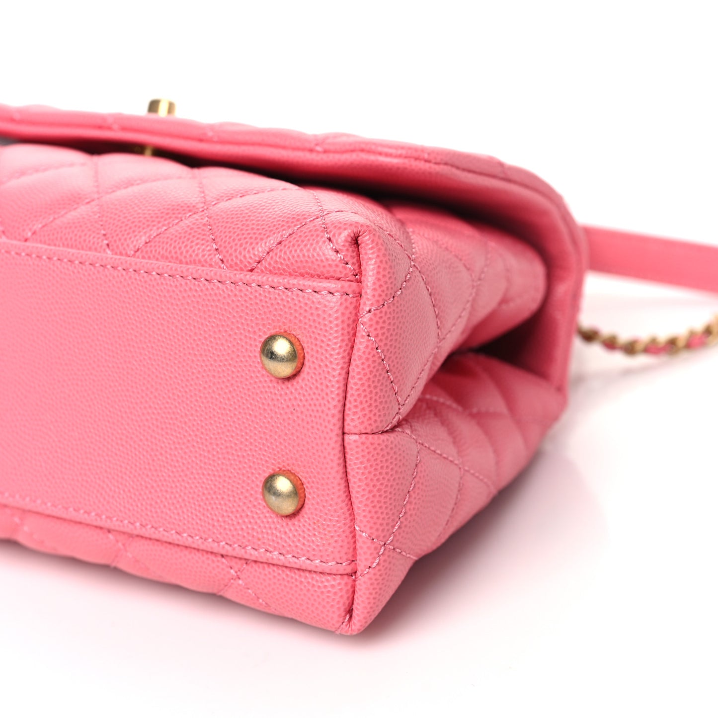 Caviar Lizard Embossed Quilted Mini Coco Handle Flap Pink