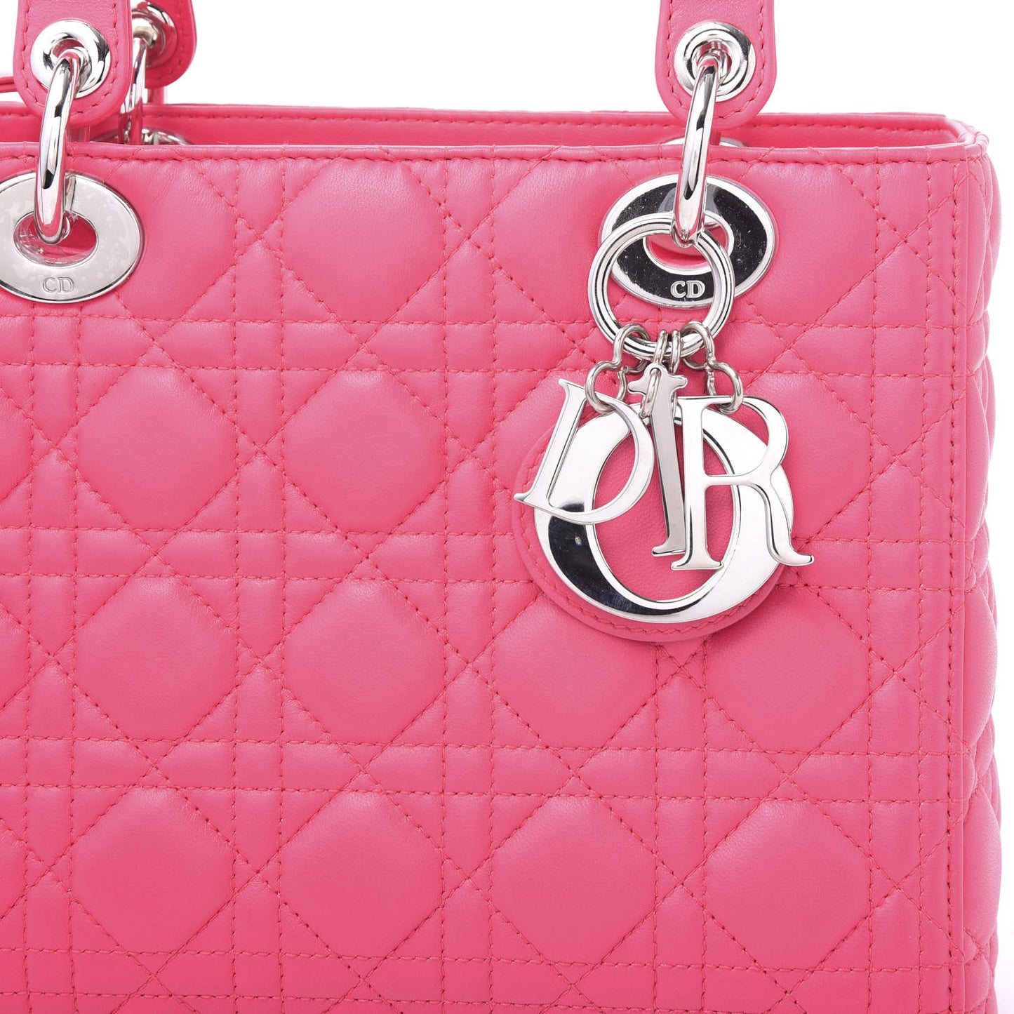 Lambskin Cannage Medium Lady Dior Fuchsia