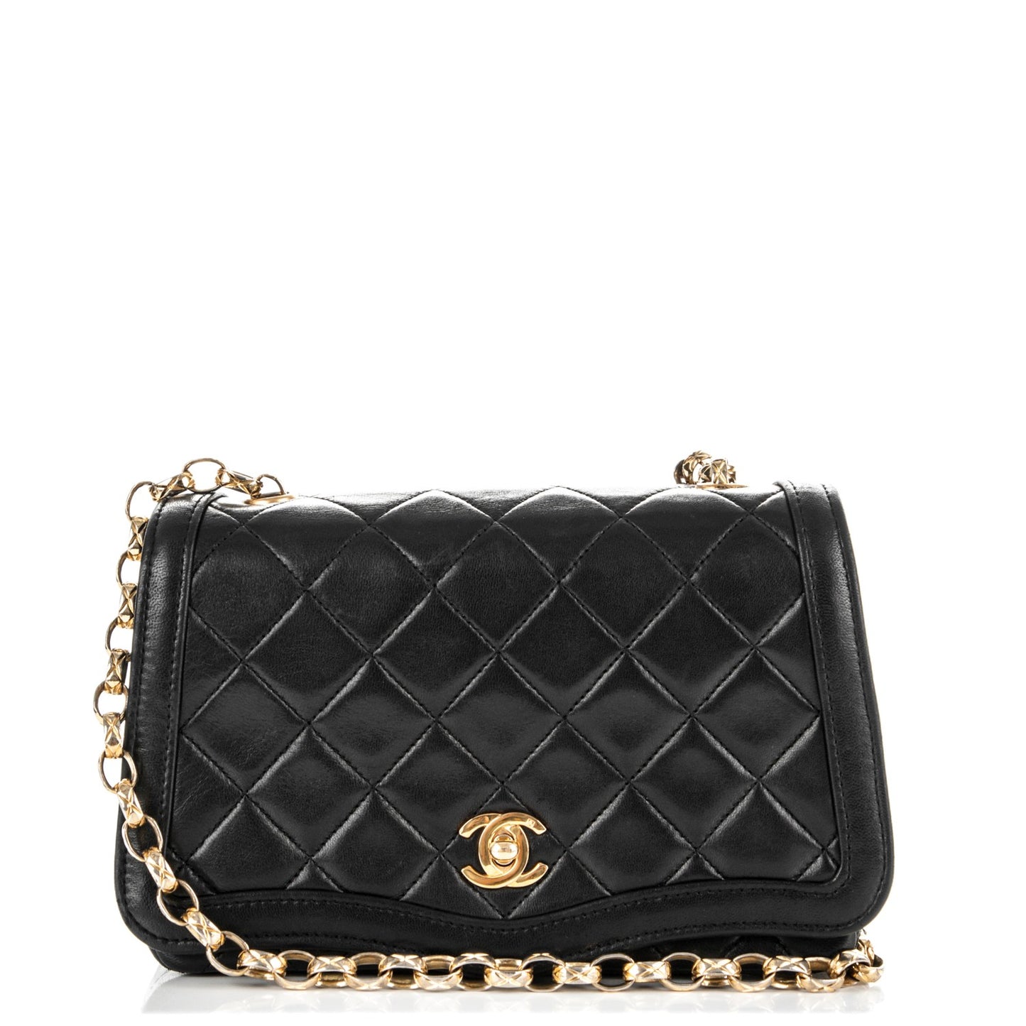 Lambskin Quilted Small Single Flap Black