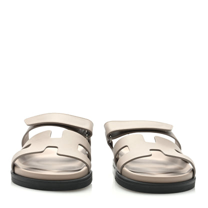 Hermes Calfskin Womens Chypre Sandals 37.5 Beige Mastic 3 of 8