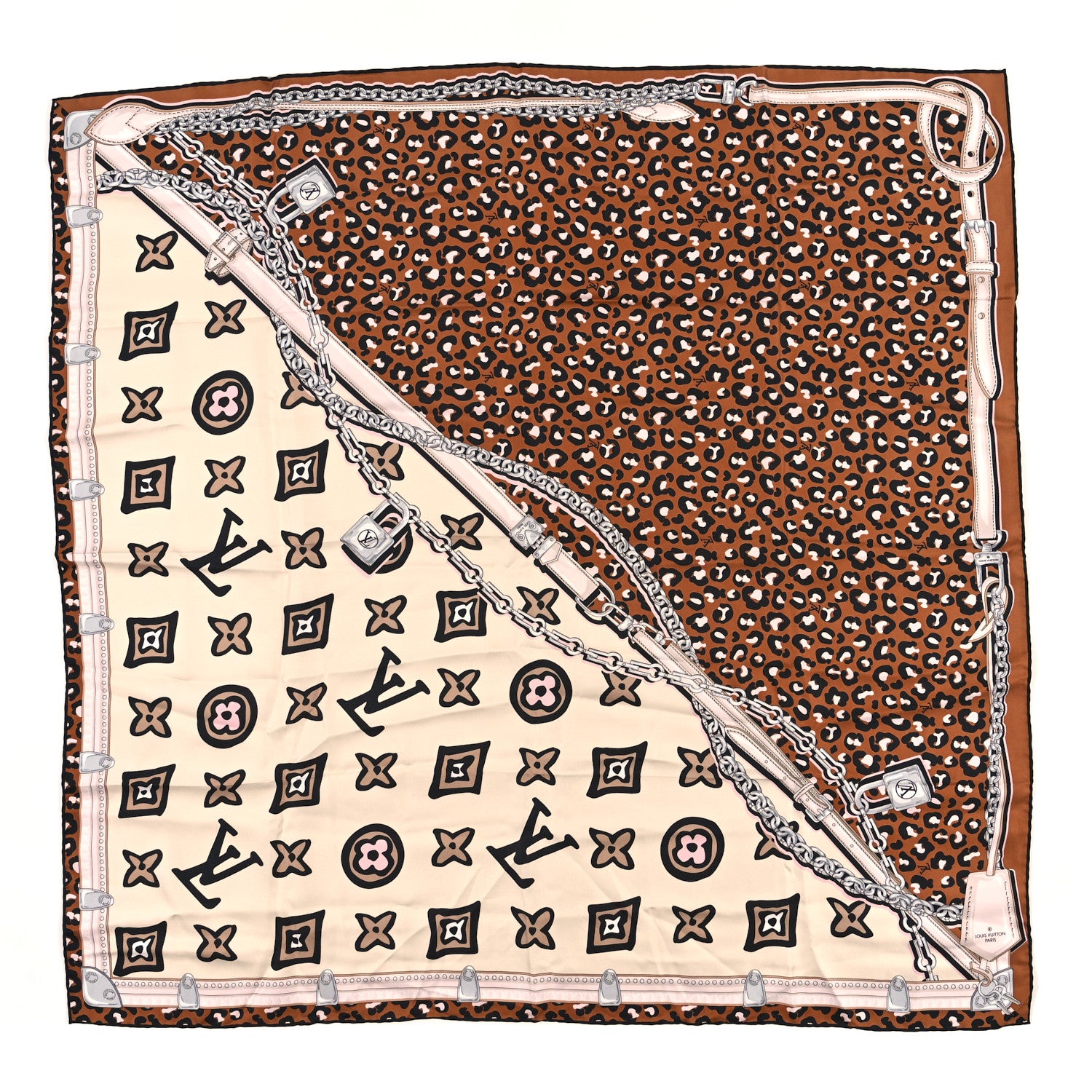 Louis Vuitton Silk Monogram Wild at Heart Square Scarf Creme 1 of 3