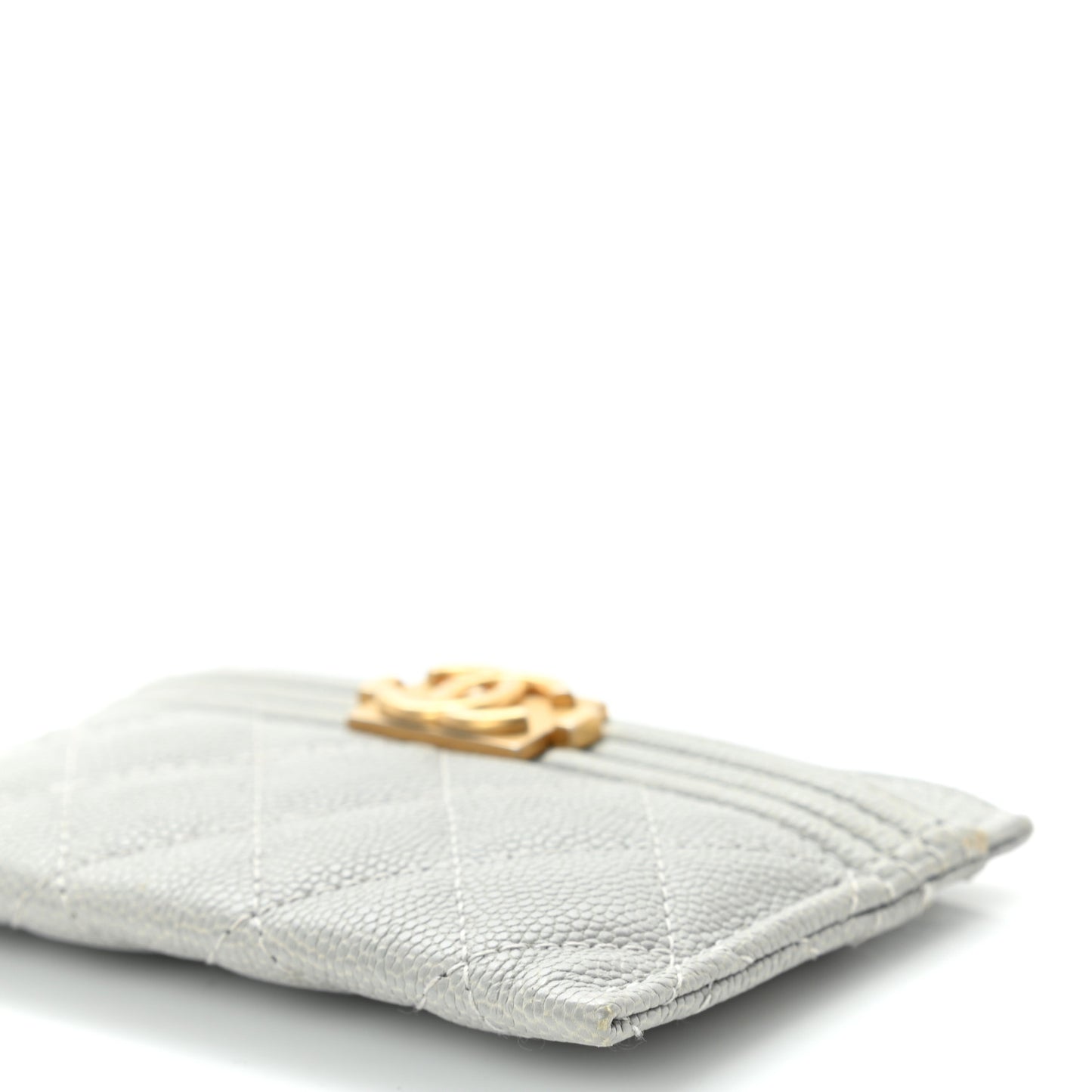 Caviar Quilted Boy Card Holder Grey