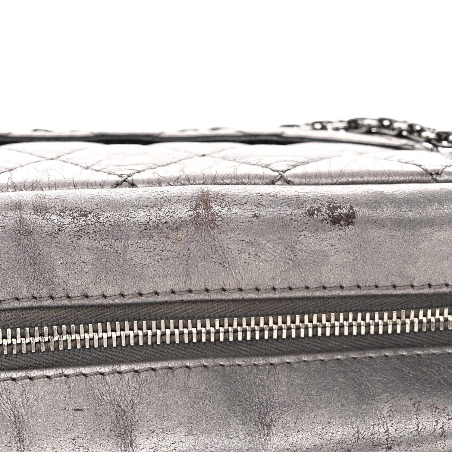 Chanel Metallic Aged Calfskin Quilted Medium Reissue Camera Case Dark Silver 11 of 12