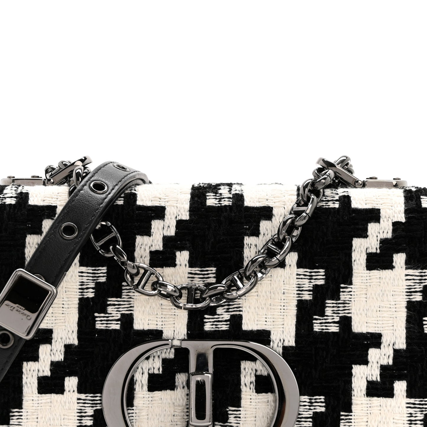 Tweed Macro Houndstooth Small Caro Bag Black White