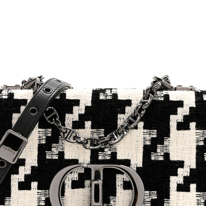 Christian Dior Tweed Macro Houndstooth Small Caro Bag Black White 8 of 13