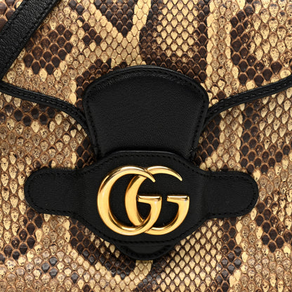 Gucci Snakeskin New Sakai Calfskin Lux Small Arli Flap Shoulder Bag Natural Black 8 of 10