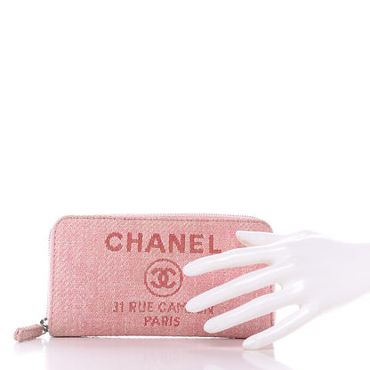Chanel Canvas Deauville Large Zip Around Wallet Pink 2 of 11