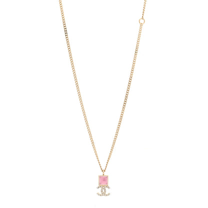 Chanel Metal Crystal CC Necklace Pink Gold 1 of 4