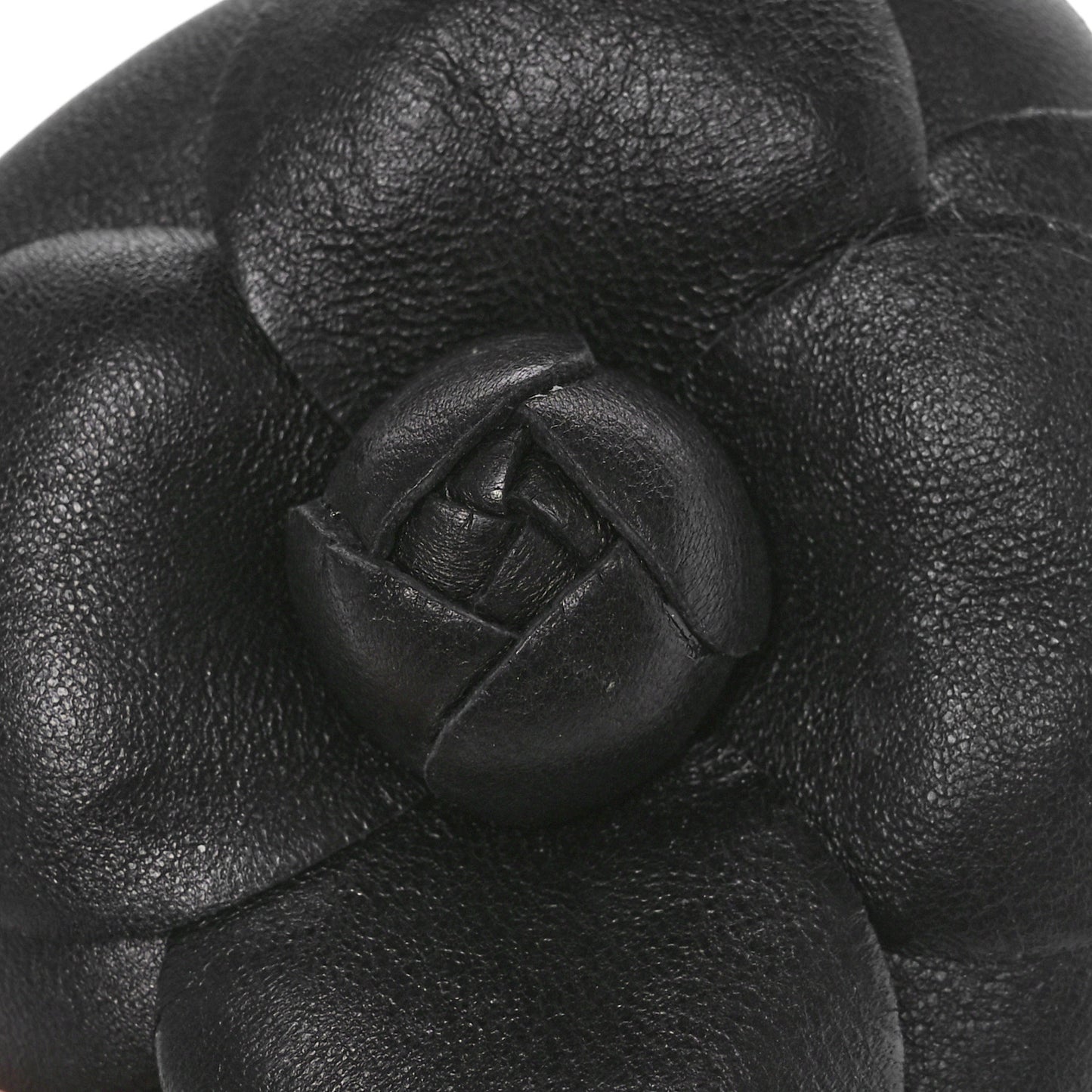 Calfskin Camellia Pin Brooch Black