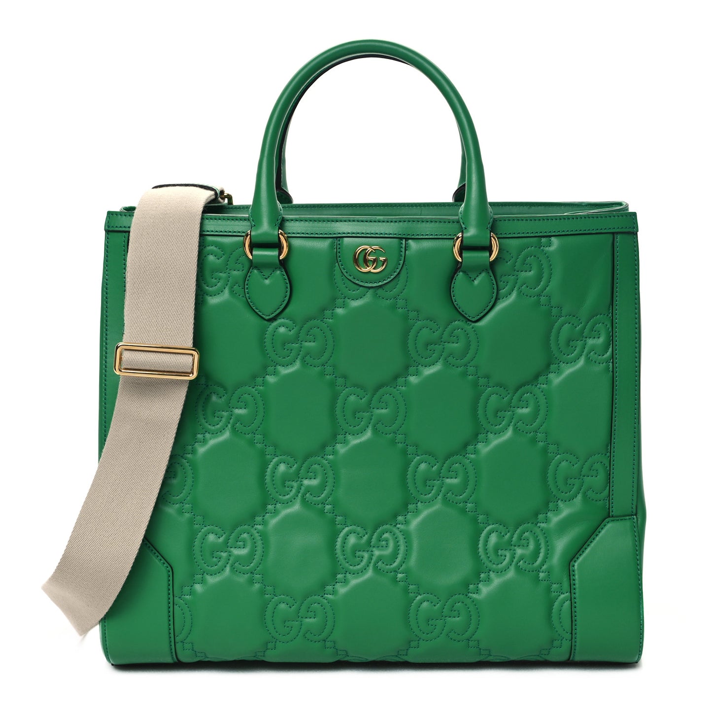 Calfskin GG Matelasse Tote Bag Bright Green