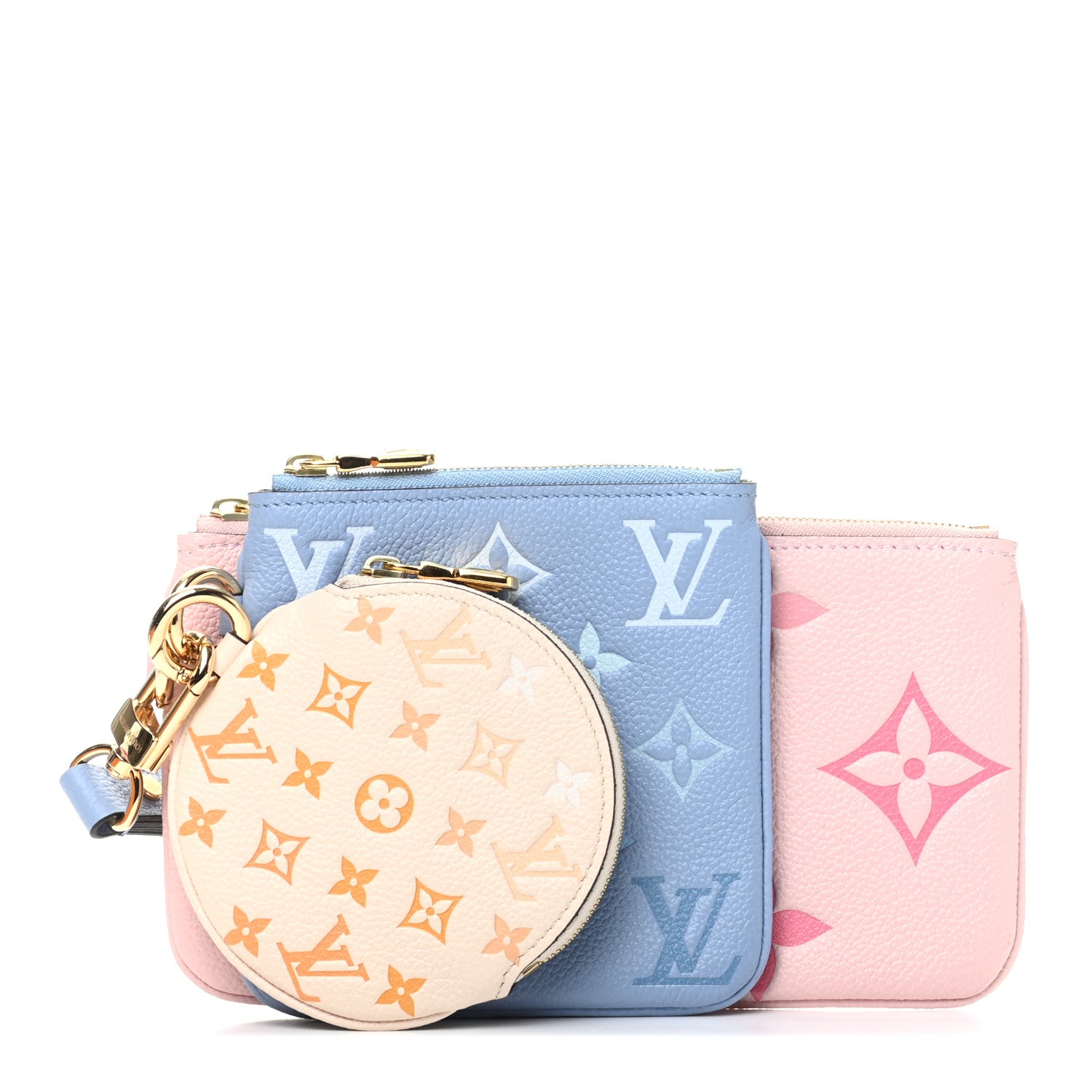 Louis Vuitton Empreinte Monogram Giant By The Pool Trio Pouch Rosebud Summer Blue Cream Saffron 1 of 9