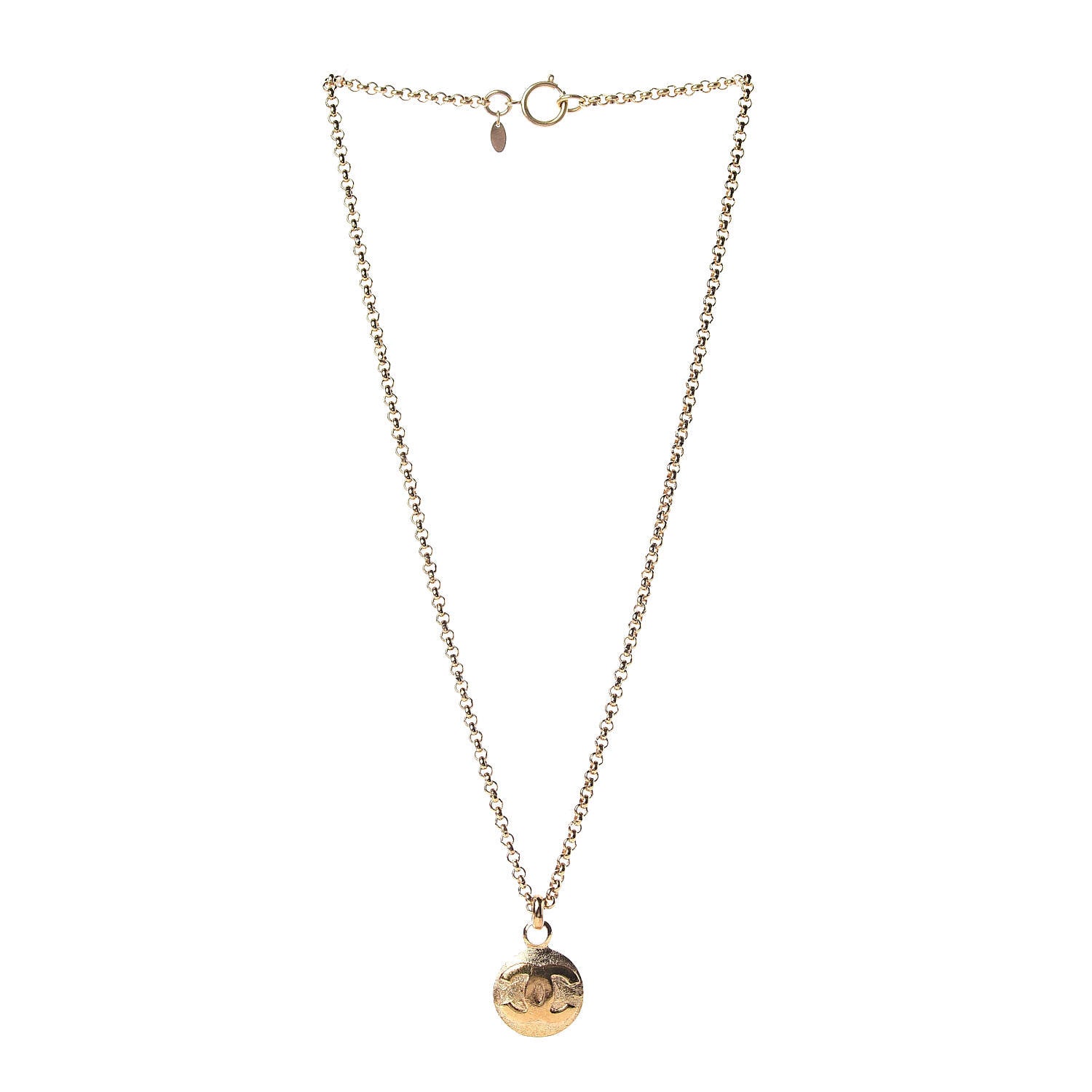Chanel CC Chain Pendant Necklace Gold 3 of 4