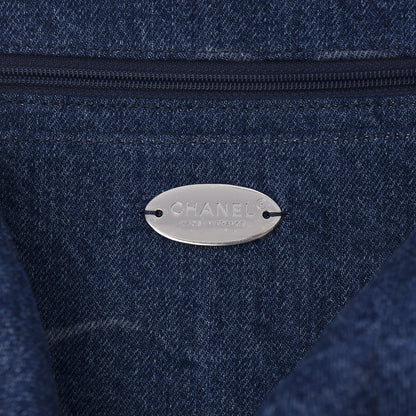 Chanel Denim Quilted CC Print Jumbo Single Flap Blue 6 of 10