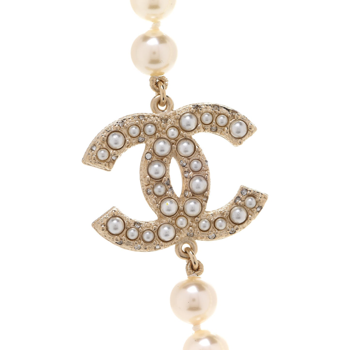 Pearl CC 100th Anniversary Necklace Light Gold