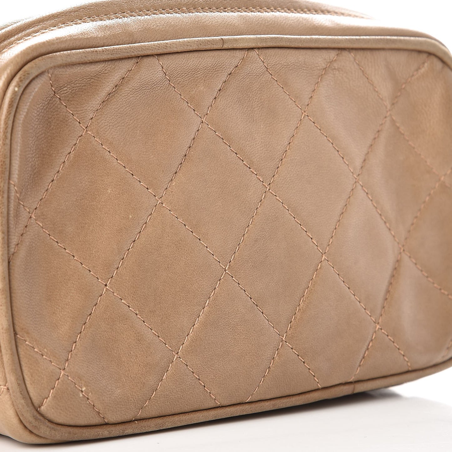Lambskin Quilted Camera Case Beige