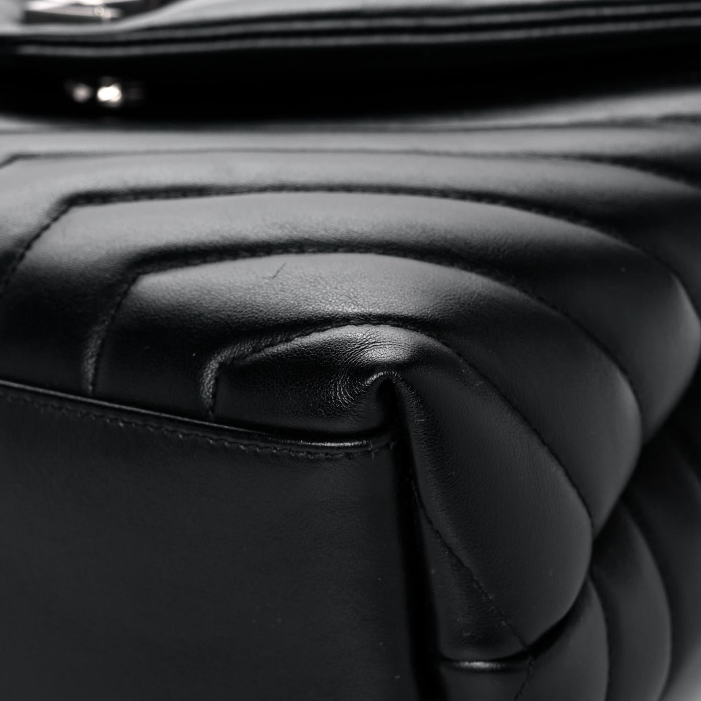 Calfskin Y Quilted Monogram Medium Loulou Chain Satchel Black