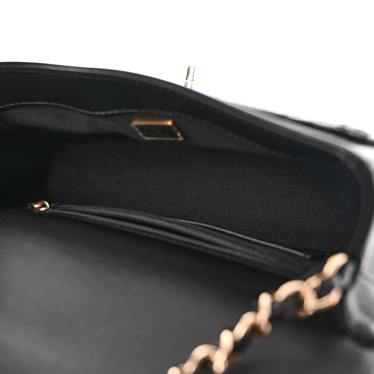 Chanel Lambskin Patent Calfskin Quilted Flap Phone Holder With Chain Black 5 of 10