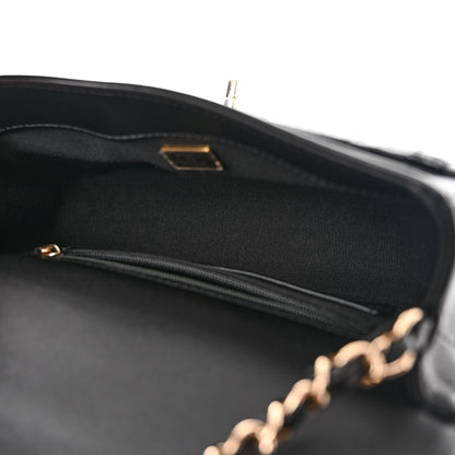Chanel Lambskin Patent Calfskin Quilted Flap Phone Holder With Chain Black 5 of 10