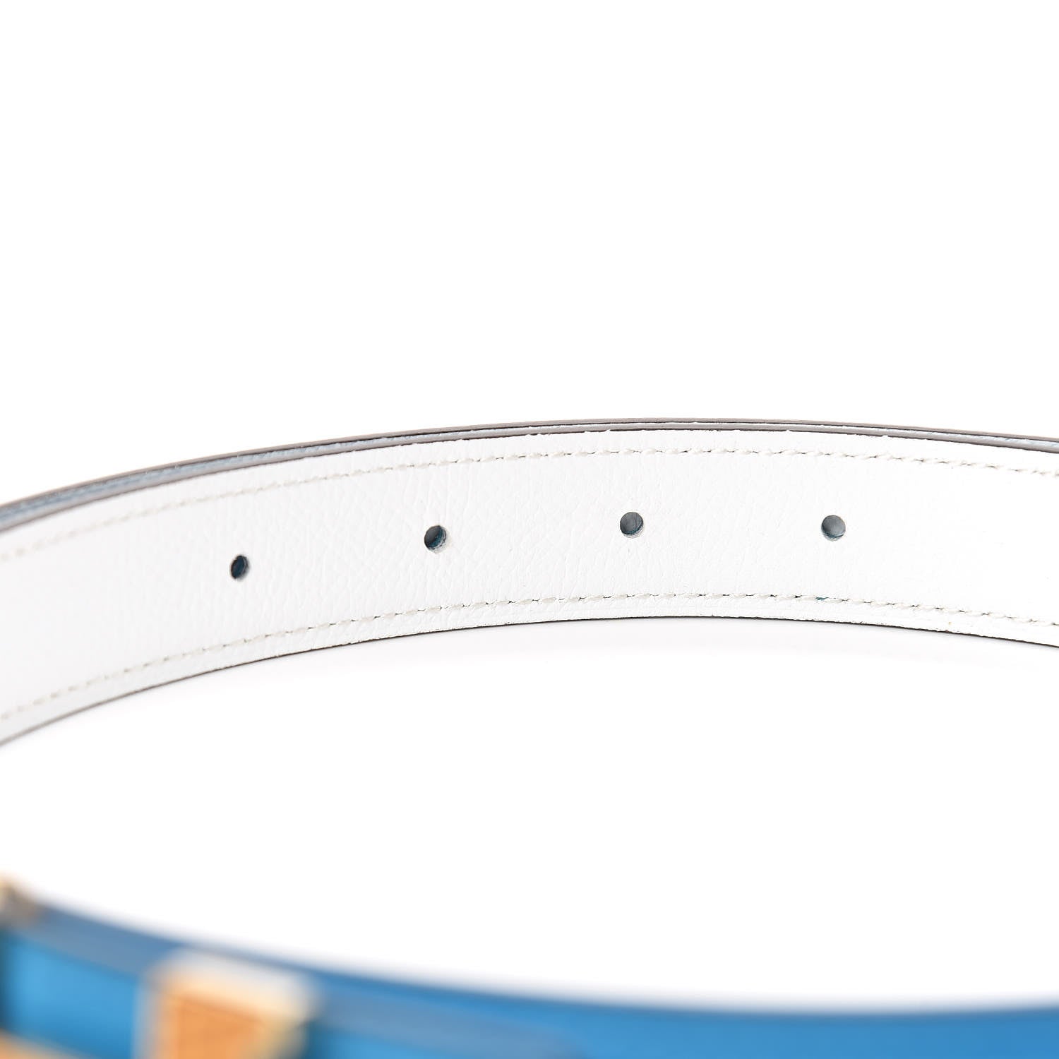 Hermes Epsom Swift Lizard 24mm Mini Constance H Belt 85 Bleu Zanzibar White Sesame 6 of 8