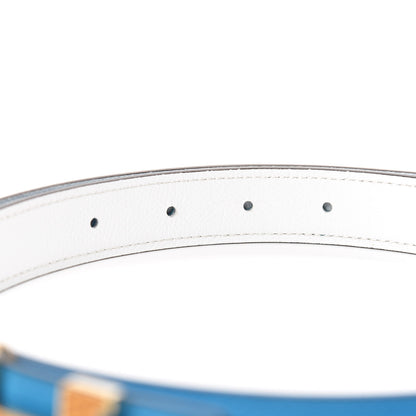 Hermes Epsom Swift Lizard 24mm Mini Constance H Belt 85 Bleu Zanzibar White Sesame 6 of 8