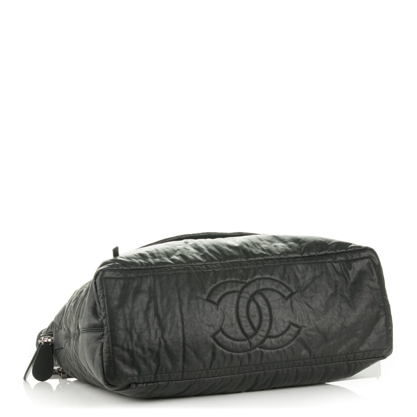 Coated Canvas Quilted Large Garment Travel Bag Black
