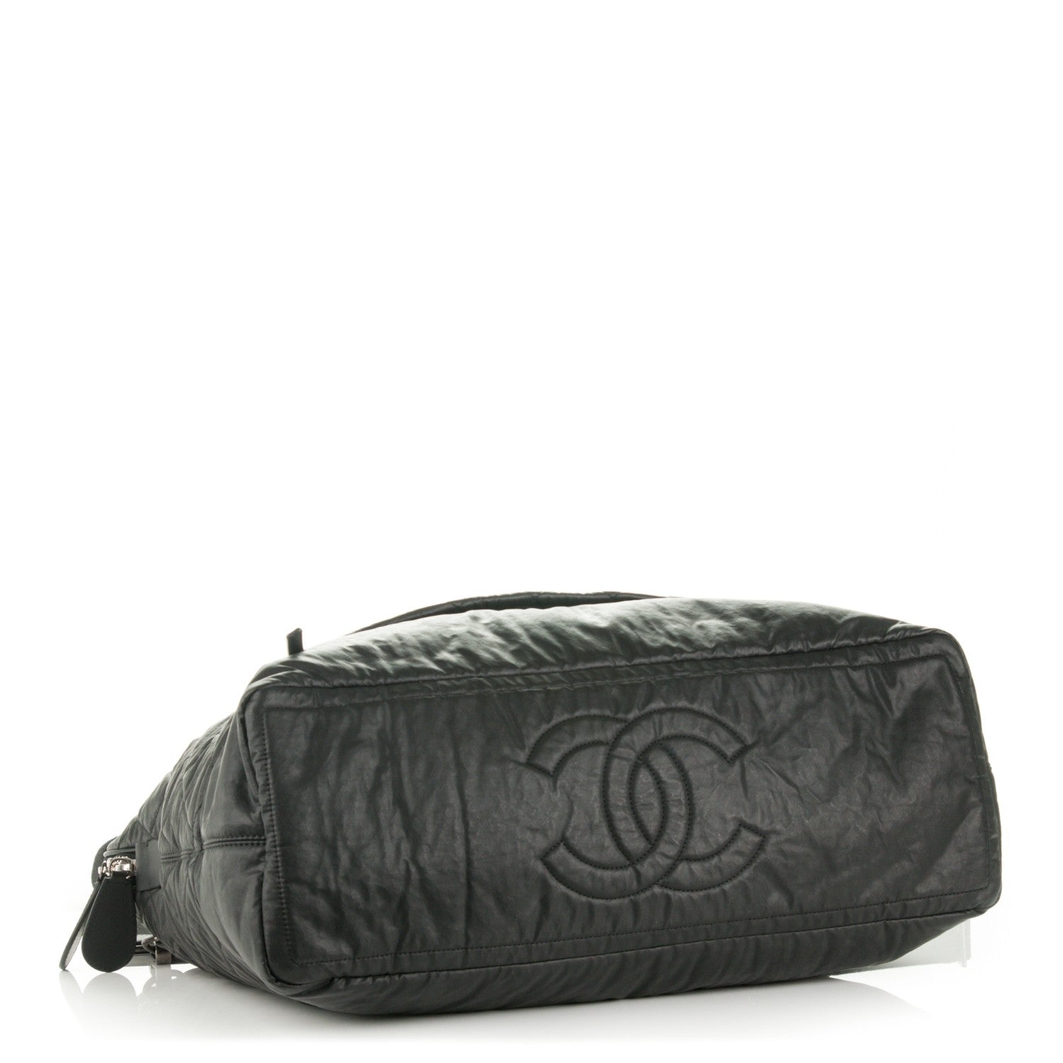 Chanel Coated Canvas Quilted Large Garment Travel Bag Black 5 of 8