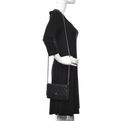 Chanel Lambskin Quilted Wallet On Chain WOC Black 2 of 12