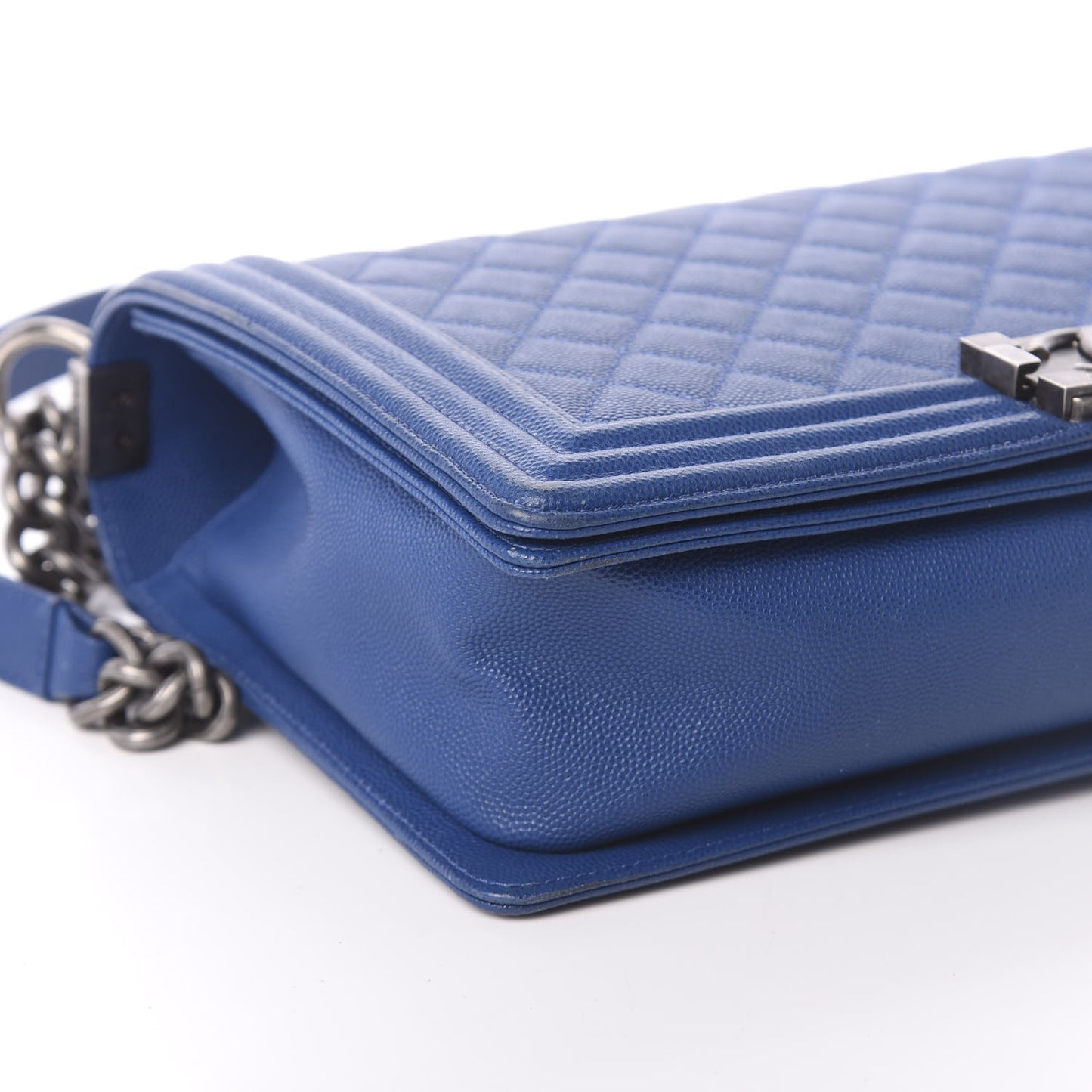 Caviar Quilted New Medium Boy Flap Dark Blue