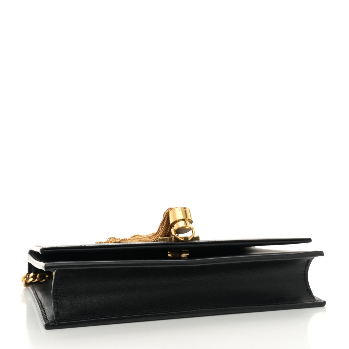 Smooth Calfskin Classic Monogram Kate Tassel Chain Wallet Black