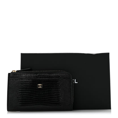 Chanel Calfskin Lizard Embossed Zipped Card Holder Black 8 of 8
