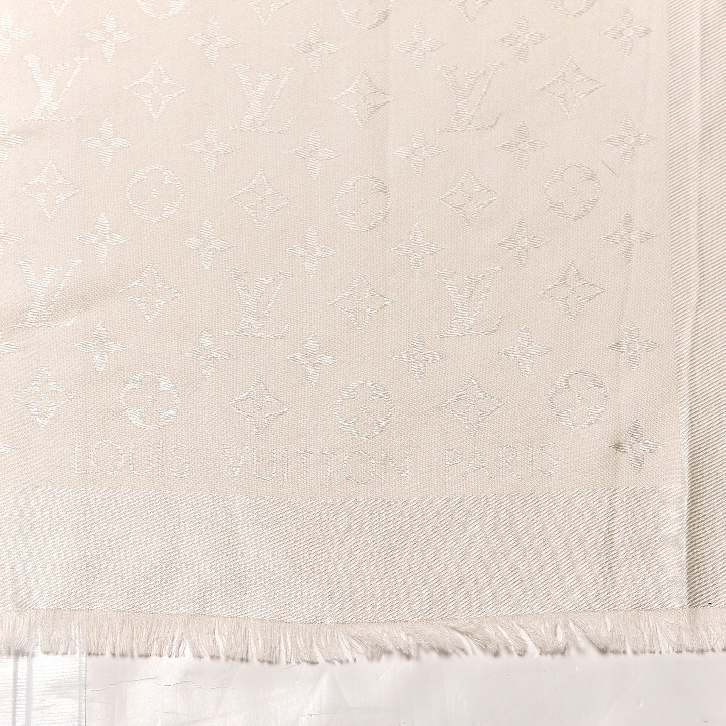 Silk Wool Monogram Shawl White