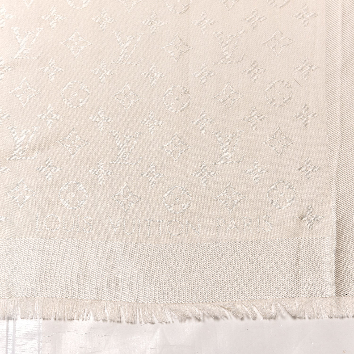 Louis Vuitton Silk Wool Monogram Shawl White 3 of 5