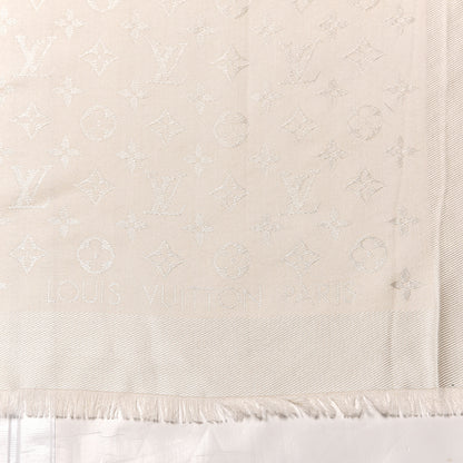 Louis Vuitton Silk Wool Monogram Shawl White 3 of 5